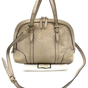 Gucci Guccisima natural Tan Leather Shoulder crossbody multi way  authentic Bag